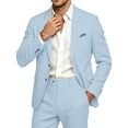 thumbnail image 5 of FGVCTG Mens Notch Lapel Blazer Jacket Casual Regular Fit Sport Coat Business Wedding Suit Jacket for Daily Party Prom Office Wear Light Blue 2XL, 5 of 7