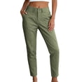 thumbnail image 5 of CQONEPT Womens Work Pants Dressy Casual Straight Leg High Waist Cargo Ankle Pants Button Slim Cropped Trousers with Pockets Chino Pant for Outdoor Daily Wear L, 5 of 6