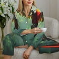 thumbnail image 6 of Salouo Flying Parrots In Jungle Pattern Women's Pajamas Set Long Sleeve Button Down Sleepwear Soft Pj Lounge Sets for women 2 Piece Pjs Set with Long Pants-X-Large, 6 of 7