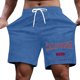 thumbnail image 1 of Pantalones cortos informales ligeros con estampado de letras para hombre, de poliéster, para llevar en verano., 1 of 4