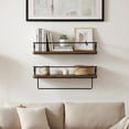 thumbnail image 3 of Demi Bonn Rustic Farmhouse Wall Mounted Floating Shelves, Dark Wood with Guardrail & Towel Bar, Invisible Bracket Anti-Sag Shelving for Bathroom Kitchen Living Room, 3 of 6