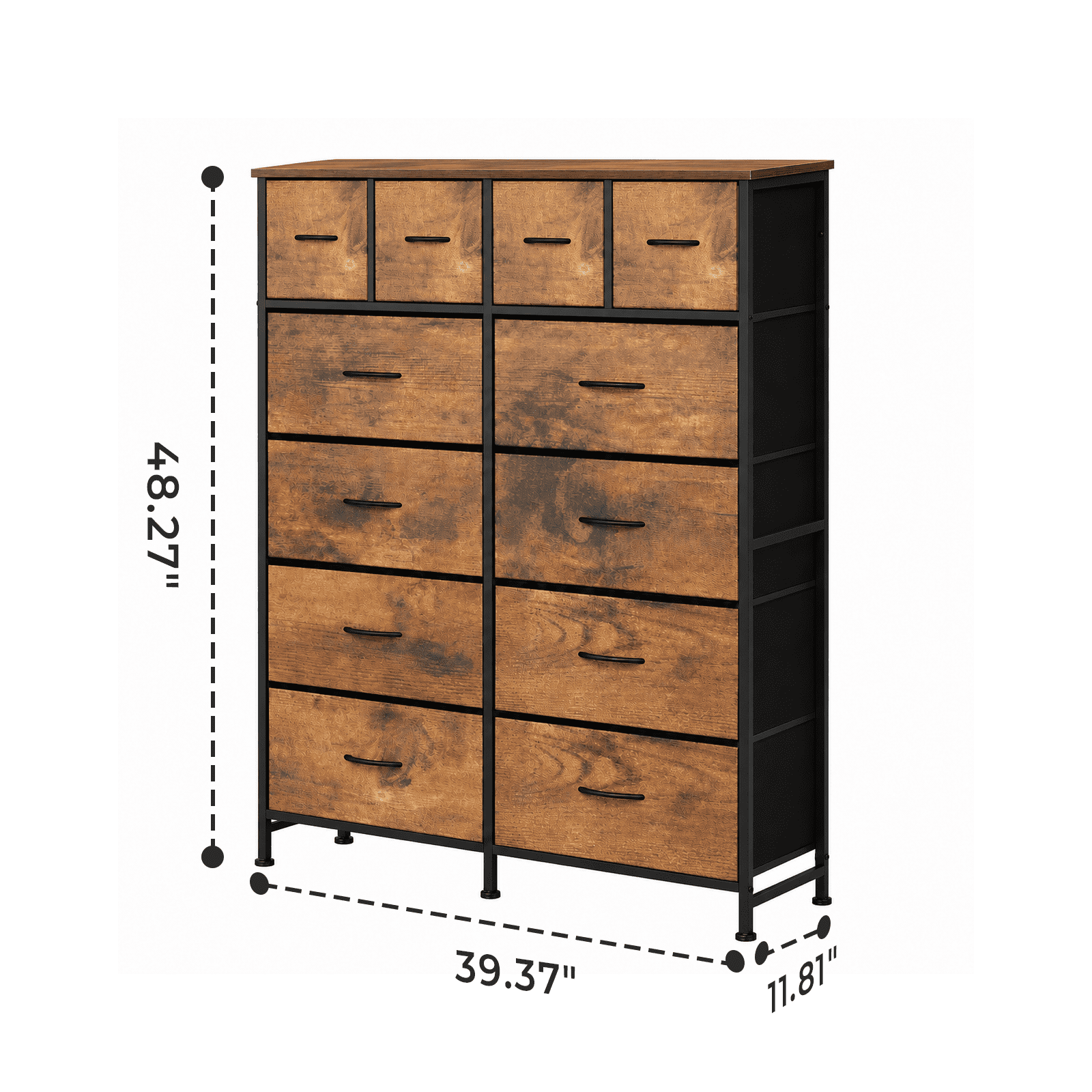 Alvantor 12-Drawer Dresser, Fabric Storage Tower for Bedroom, Hallway, Entryway, Closet, Tall Chest Organizer Unit with Fabric Bins, Steel Frame, Wood Top, Easy Pull Handle