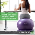 thumbnail image 3 of Gaiam Essentials Balance Ball &amp; Base Kit, 65cm Yoga Ball Chair, Exercise Ball with Inflatable Ring Base for Home or Office Desk, Includes Air Pump - Grey, 3 of 7