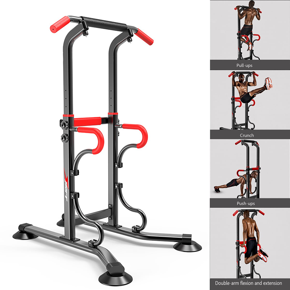 ZENOVA Power Tower Pull Up Bar Station Workout Dip Station Multi-Function Pull up Tower with J Hook Home Strength Training Workout Equipment 
