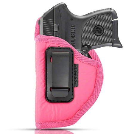 IWB Woman Pink Gun Holster - Houston - ECO Leather Concealed Carry Soft | Suede Interior for Protection Fits: S&W Bodyguard, Taurus TCP, Sig P238, Jimenez JA, PPK380, Ruger LCP II (Left) (Best Guns For Women's Protection)