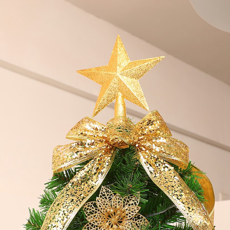Cabilock Arbre Star Star Topper Golden Glitter Star Arbre De Vacances De No/ël Topper 5 Point Metal Star Festival D/écor De Cime De Cercle Pour Home Party 25cm