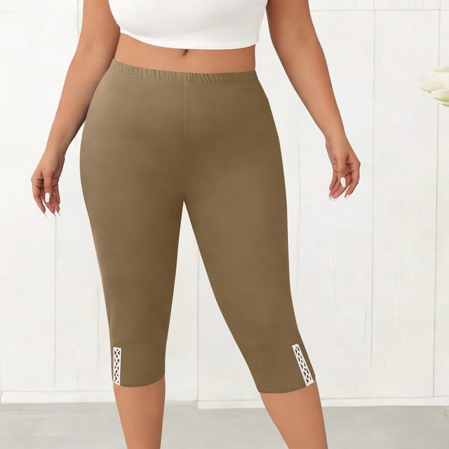Ailaofu Women's and Plus Size Knee-Length Length Leggings