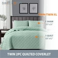 thumbnail image 5 of Swift Home 2PC Reversible Diamond Stitch Lightweight Quilt & Sham Set, Sage, Twin/Twin XL, 5 of 6