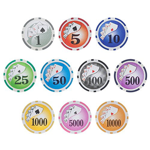 Lot of 25 Purple 500 Yin Yang 13.5g Clay Poker Chip Heart Royal Flush Design 