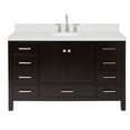 thumbnail image 2 of Ariel Cambridge 54 Inch Single Oval Sink Bathroom Vanity With Carrara White Quartz Countertop 1.5 Edge In Espresso, 2 of 10