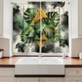 thumbnail image 2 of Ambesonne Monstera Kitchen Curtains, Leaves Triangles Mystery, 55"x30", Camel Grey and Fern Green, 2 of 3