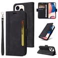 thumbnail image 1 of Allytech Case for iPhone 14 Pro 6.1",Leather Wallet Folding Case Kickstand and Detachable Strap Cash Pocket Credit Card Slots Magnetic Closure Compatible with iPhone 14 Pro,Black, 1 of 8