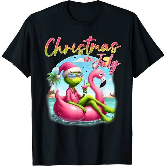 Christmas In July Shirt Boys Kid Santa Palm Tree Summer Xmas T-Shirt Tops Tee