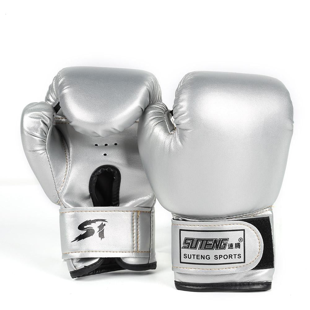 BLEEUS 2Pcs Boxing Gloves Kickboxing Training Gloves For Boys Girls Youth Fitness Supplies (Silver)