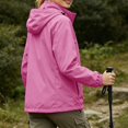 thumbnail image 4 of Waterproof Rain Jacket Women Hooded Zip Up Windbreaker Outdoor Coat Hiking Travel Lightweight Jacket, S, 4 of 7