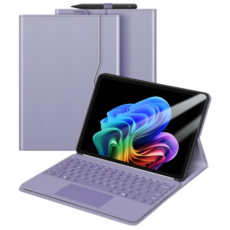 Fintie Case for Microsoft Surface Pro 12" (2025) – Slim Business Portfolio with Multi-Angle Stand, Pocket & Stylus Holder, Compatible with Type Cover Keyboard, Lilac Purple
