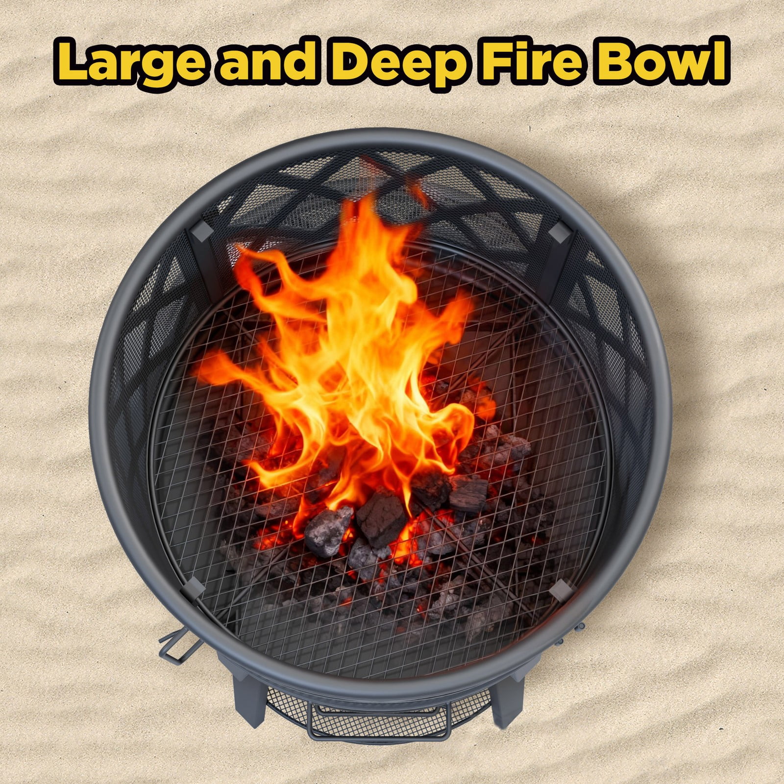 2-in-1 Wood Burning Fire Pit & BBQ Grill with Cover & Poker - Outdoor for Patio