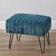 thumbnail image 4 of Home Soft Things Super Soft Faux-Fur Upholstered Stool Ottoman, Dragonfly, 19"x13"x17", 4 of 9