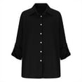 thumbnail image 3 of Snoarin Button-Up Shirts for Women Oversized Solid Color Long Sleeved Button Up Shirt and Adjustable Sleeve Top Pleated Pattern Casual Shirt XL-5XL, 3 of 6