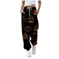 thumbnail image 1 of Women's Casual Fashion Halloween Print Casual Drawstring Elasticated Waist Drawstring Pants, 1 of 4