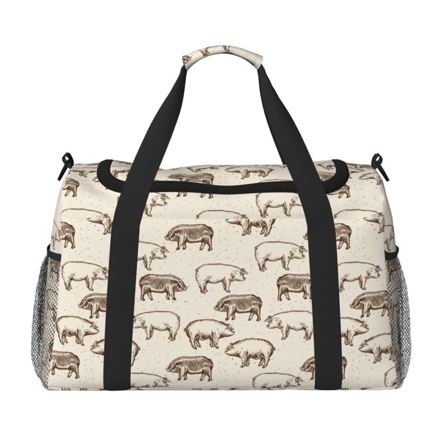 Balery Vintage Farm Pigs Bolsa de Gimnasio para Mujeres, Bolsa de Viaje con Bolsillo Húmedo, Bolsa de Fin de Semana para Mujeres, Bolsa de Viaje Resistente al Agua