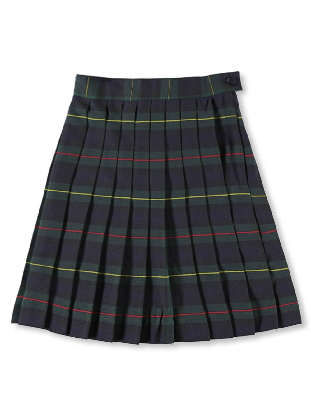 navy and green pleated skirt