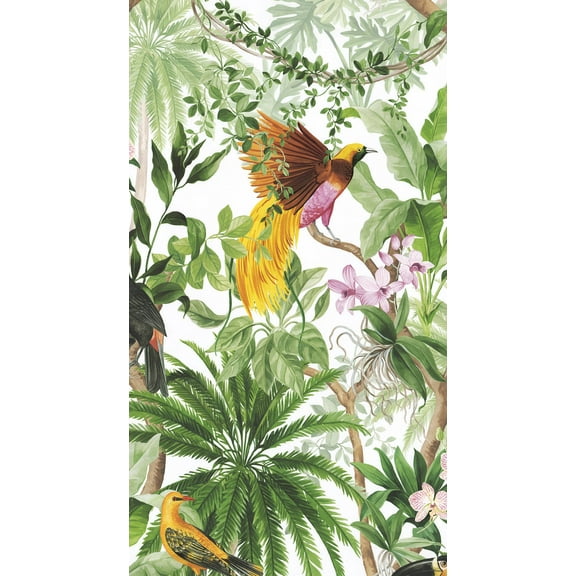 Harry & Grace White Tropical Bird Peel and Stick Wallpaper