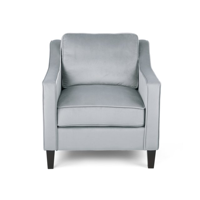 Milo Contemporary Velvet Club Chair, Gray and Dark Brown