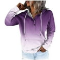 thumbnail image 1 of WEAIXIMIUNG Chandails en Molleton Courts pour Femmes Chandail à Capuchon Automne et Hiver Style de Rue Changeant Progressivement de Couleur Col à Boutons Poche Cordon de Serrage Chandail à Capuchon de Sport Décontracté (2), 1 of 5