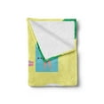 thumbnail image 2 of Graphic Beach Soft Flannel Fleece Throw Blanket, Above Vista Cartoon of Summer Holiday People on Towel Float and Surfboard, Cozy Plush for Indoor and Outdoor Use, 50" x 70", Multicolor, by Ambesonne, 2 of 5