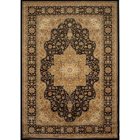 Triumph Collection Traditional/Oriental Area Rug, Black