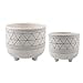 thumbnail image 3 of Flora Bunda Mid Century Set of 2 Handpainted Geometric Ceramic Planter 6 Inch W & 5 Inch W Ceramic Planter Pot with Sturdy Legs, White and Black Line Planter Pot, 3 of 3