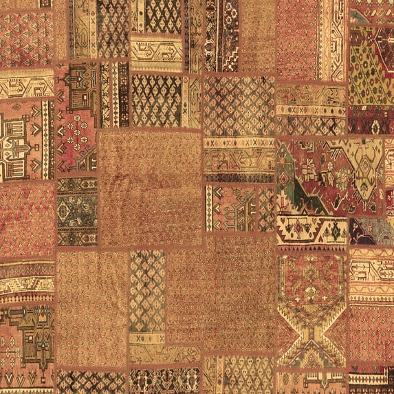 Ahgly Company Indoor Square Patchwork Brown Transitional Area Rugs, 4' Square
