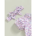 thumbnail image 4 of Wassery Baby Girls Summer Jumpsuit Outfit Floral Print Short Sleeve Romper and Elastic Shorts Headband Set 0-18M, 4 of 9