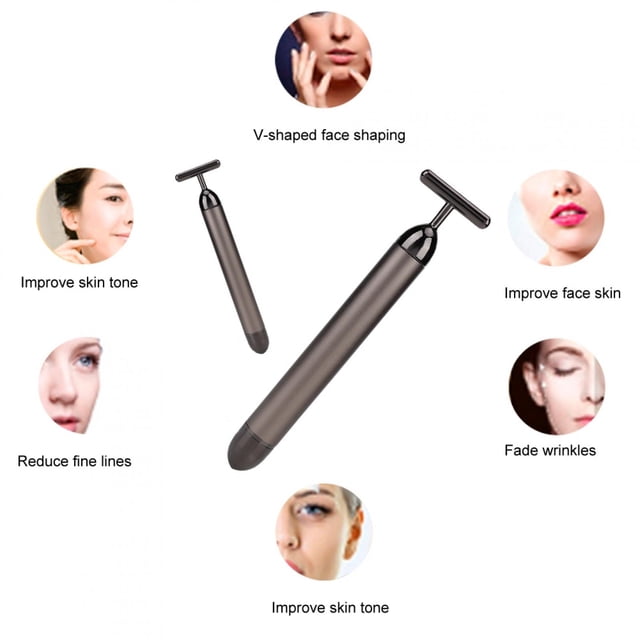 24k Masajeador facial Stick Electric T Shape Beauty Bar Masajeador de alta vibración para estiramiento facial Antiarrugas Estiramiento de la piel Herramientas de masaje facial reafirmante facial Ecomeon no