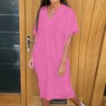 thumbnail image 1 of Ovzne Robes d'Été pour Femmes 2025 Robe d'Été Robe Décontractée Unie Col en V Manches Courtes Robe Décontractée Robe de Printemps Manches Courtes Liquidation, 1 of 7
