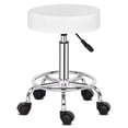 thumbnail image 6 of Hassch White PU Leather Swivel Stool on Wheels, Rolling Padded Seat for Drafting/Task/Work, 19.69"-25.39" Adjustable Height, Easy Assembly, White, 6 of 10