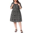 thumbnail image 2 of Agnes Orinda Women's Plus Size St. Patrick's Day Dresses Floral Boho Scoop Neck Tie Ruffle Short Sleeve Summer Casual Midi Dresses with Pockets 2X Black, 2 of 6