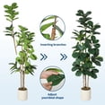 thumbnail image 3 of Accreate Artificial Fiddle Leaf Fig Tree Indoor Plant, Potted Fake Tree with Natural Wood Trunk & Bendable Leaves, Realistic Faux Ficus Lyrata for Home Office Decor in Modern White Planter, 3 of 7