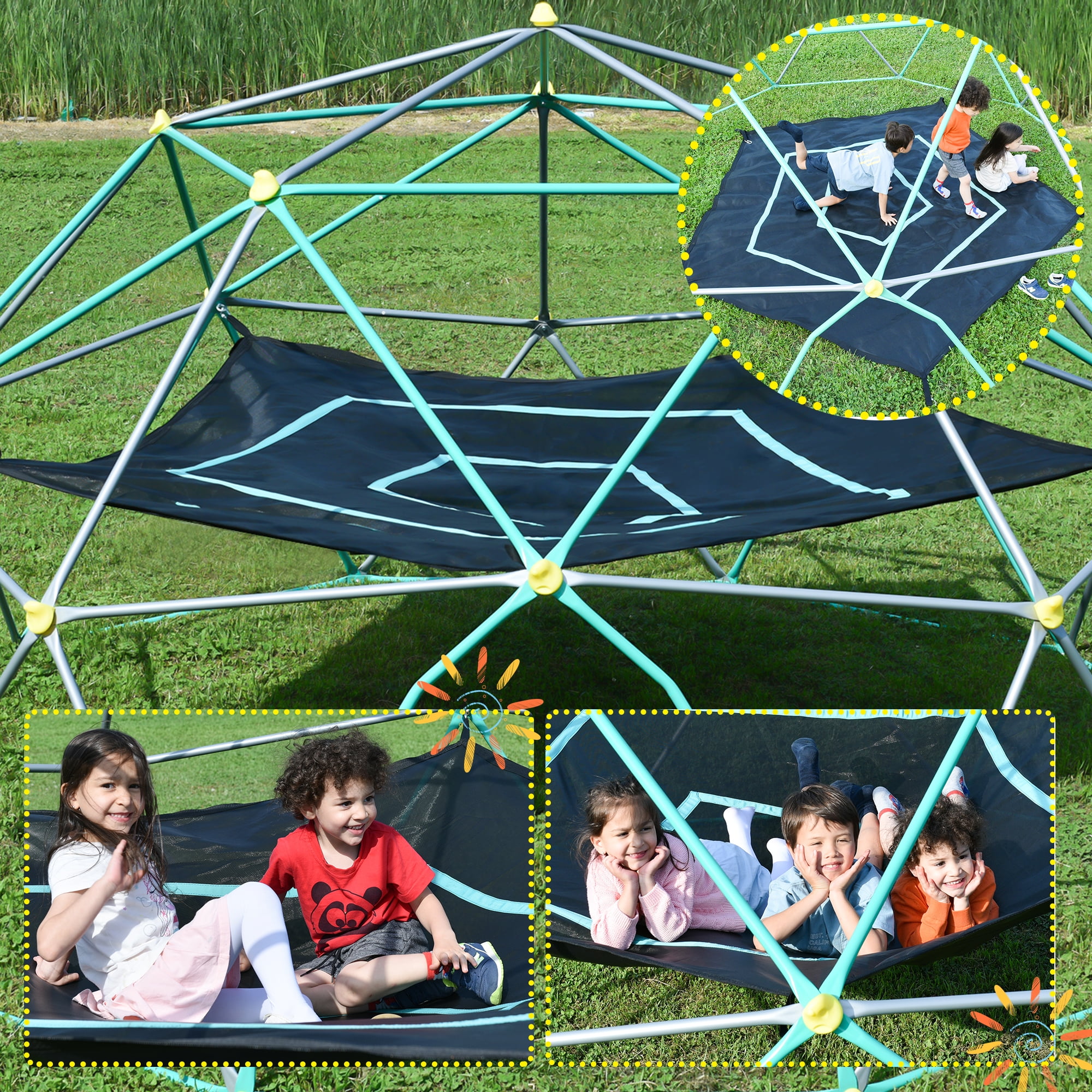 YIYADO Children's Climbing Dome Tower, Made of Steel Frame, Rust-Proof, Rock Climbing, Maximum Load-Bearing 1000 Pounds, Can Accommodate 5-7 Children