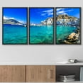 thumbnail image 3 of wall26 - 3 Piece Framed Canvas Wall Art - Beautiful Islands of Greece- Karpathos- Pigadia - Modern Home Art Stretched and Framed Ready to Hang - 16"x24"x3 BLACK, 3 of 5