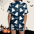 thumbnail image 7 of Hpapadks Halloween Womens Pajamas Set Satin Silk Pumpkin Graphic Short Sleeve Sleepwear 2 Piece Button Down Top and Shorts Pjs Sets for Women Navy, 7 of 7