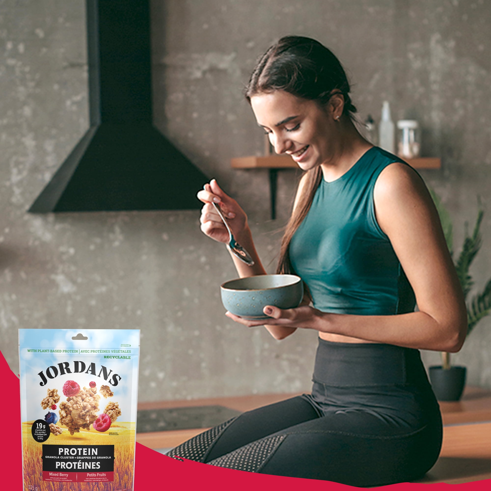 Jordans - Mixed Berry Protein Granola Clusters, Plant-Based, High Protein, Source of Fibre, Non GMO, Made with Whole Grains, Wholesome protein granola clusters with tangy raspberries, sliced cranberries, and blueberries