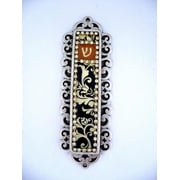 Mezuzah-Ornate-Chin-Black/Gold (Handmade)