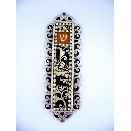 Mezuzah-Ornate-Chin-Black/Gold (Handmade)