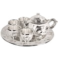 thumbnail image 2 of Juego de té blanco plateado, cuatro tazas por plato, una tetera pequeña, taza de té Kung Fu, estilo de alta gama, 2 of 6
