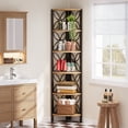 thumbnail image 3 of 70.9" 6-Tier Corner Shelf, Rustic Corner Bookshelf Storage Rack, Wooden Corner Display Shelf for Living Room, Bedroom, Bathroom, Small Spaces, 3 of 6