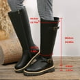 thumbnail image 2 of Women's Knee High Riding Boots Chunky Lug Sole Trendy Buckle Strap Waterproof Leather Zipper Tall Motorcycle Booties, 2 of 6