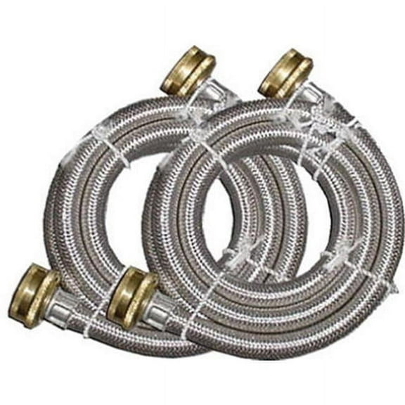 Homewerks® 7243-60-34-1-2PK S-Steel Washing Machine Hose, 3/4"x3/4"x60", 2-Pack