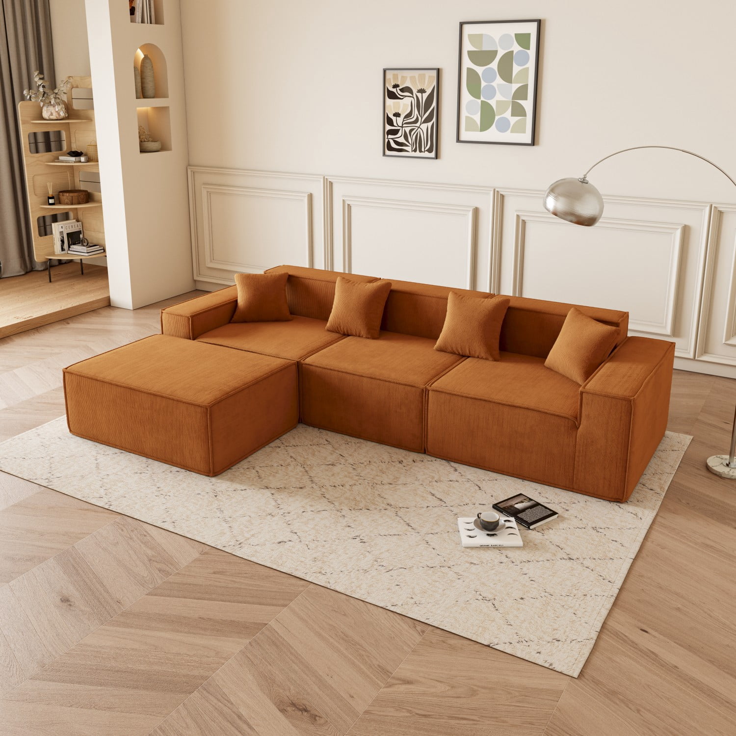 Gewnee Modular L-Shaped Sectional Sofa with Reversible Chaise, Deep Seat Cushions Modern Upholstered Fabric ,Comfortable Couch for Living Room, Apartments